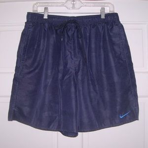 NIKE Navy Swim Trunks *Subtle Striped Camo Pattern*